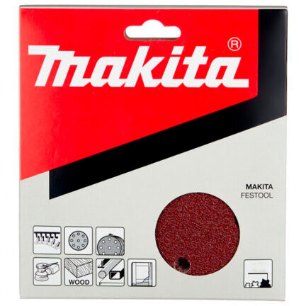 Диск шлифовальный Makita, 8 отвертий, коричневый, D150 мм, P180, 10 шт.