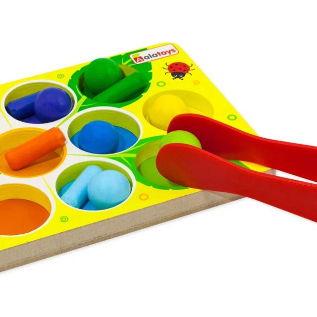 Сортер с пинцетом Цветная поляна, развивающая игрушка для детей, арт. СОР84