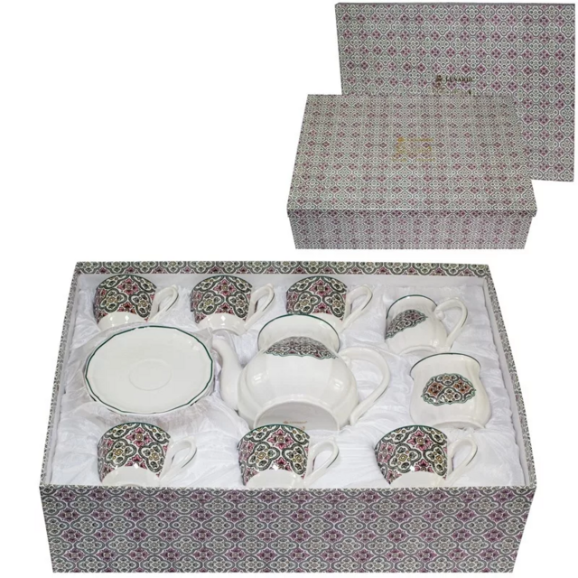 Чайный сервиз Lenardi 15 предметов 250 мл ДАРИЯ в подарочной упаковке. Фарфор, арт. 205-254
