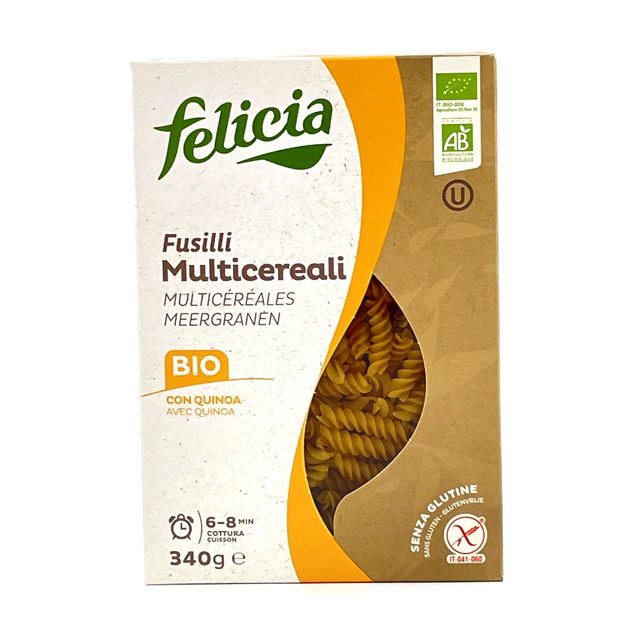 Паста Felicia Фузилли 4 злака (кукуруза, рис, гречиха, киноа), 340г