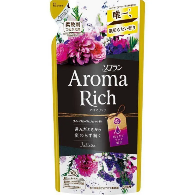 Кондиционер для белья "AROMA" (ДЛИТЕЛЬНОГО действия "Aroma Rich Juliette" / "Джульетт" с богатым ароматом натуральных масел  (женский аромат)) 400 мл, мягкая упаковка