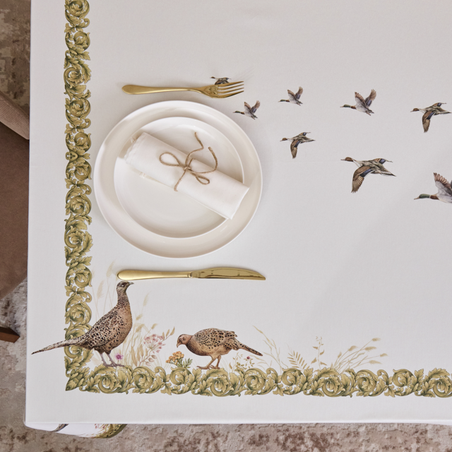 СКАТЕРТЬ "ОХОТА" 160Х220СМ ,100% ХЛОПОК, ТВИЛ, ПРОПИТКА