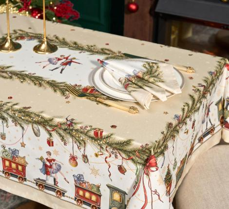 СКАТЕРТЬ "ЩЕЛКУНЧИК" 110Х140СМ ,БЕЖЕВЫЙ ,100% ХЛОПОК,ТВИЛ