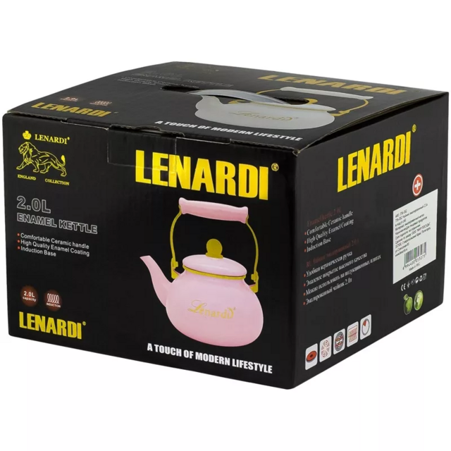 Чайник эмалированный Lenardi Miguel 2,0 л, в подарочной упаковке, арт. 776-050