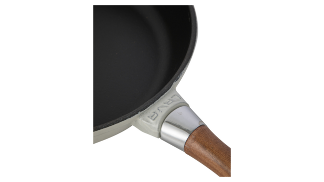 Сковорода с крышкой LAVA d28 см, 2,8 л, с деревянной ручкой, чугун, кремовая