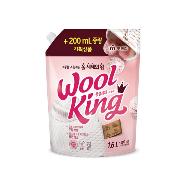 Жидкое средство "Wool King Liquid Detergent" для стирки изделий из деликатных тканей 1800 мл, мягкая упаковка