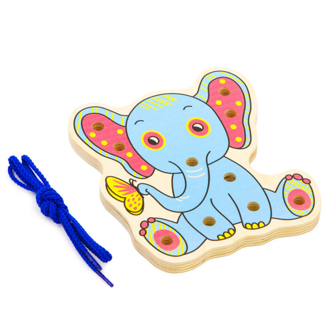 Шнуровка Слоненок, развивающая игрушка для детей, арт. ШН52