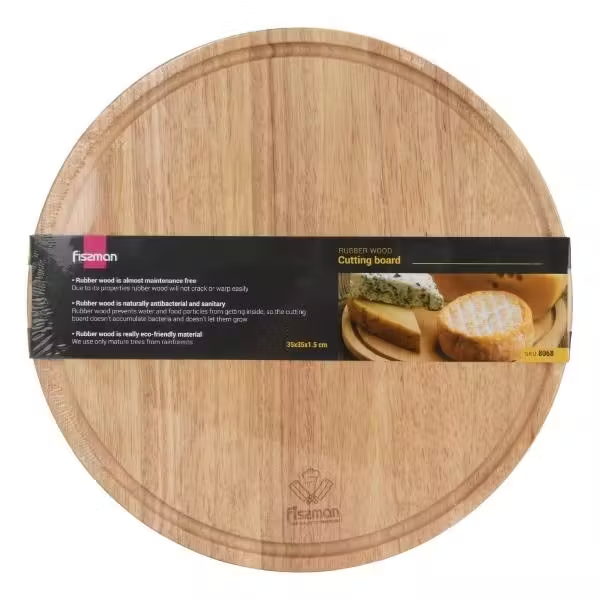 8068 FISSMAN Доска разделочная круглая 35x35x1,5см (гевея)