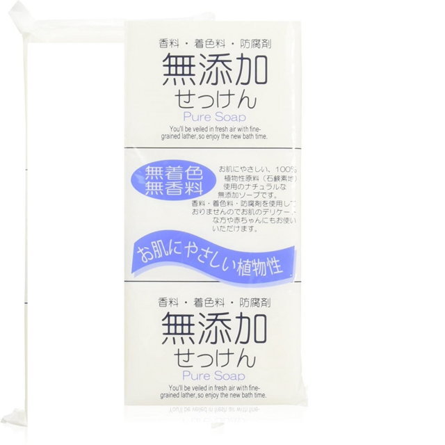 Натуральное кусковое мыло без добавок для всей семьи "No added pure soap" кусок 100 г х 3 шт.