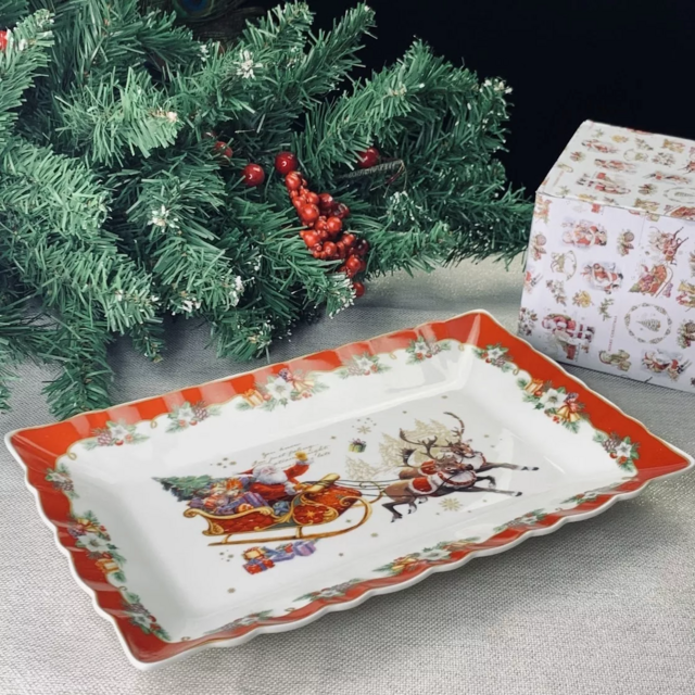 Прямоугольное блюдо 30,5 см  Lenardi Новый Год в подарочной упаковке, арт. 205-303, фарфор