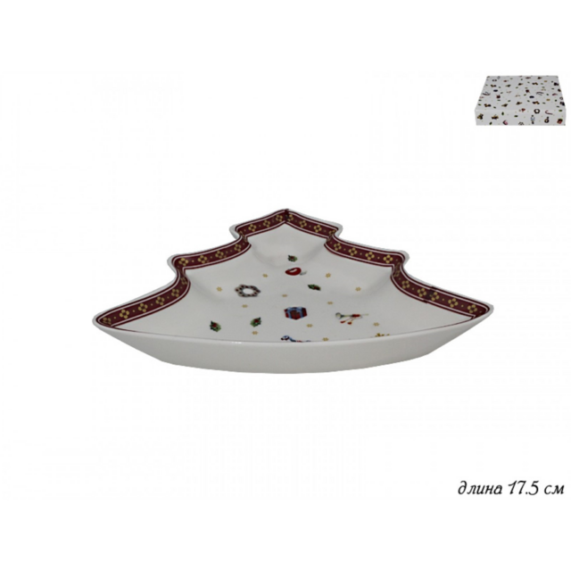 Блюдо Lenardi Ёлка Новогодний 17,5 см, фарфор, в подарочной упаковке, арт. 105-622