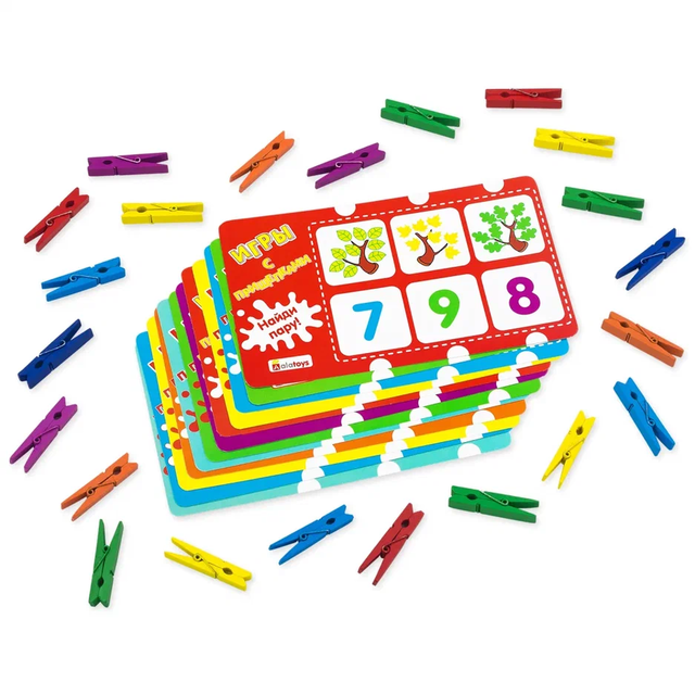 Игры с прищепками Учим цифры, развивающая игрушка для детей, арт. ПР07