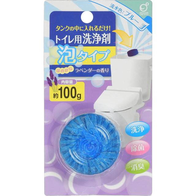 Очищающая дезодорирующая пенящаяся таблетка для бачка унитаза Okazaki с ароматом лаванды, 100 гр
