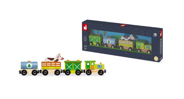 Поезд на магнитах с деревянными фигурками Janod "Ферма"