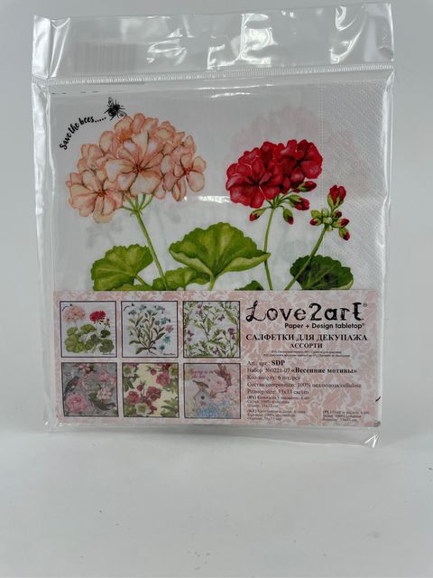 Салфетки бумажные Love2art ассорти "Весенние мотивы", 33 x 33 см, 6 шт.