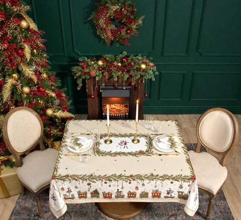 СКАТЕРТЬ "ЩЕЛКУНЧИК" 140Х180СМ БЕЖЕВЫЙ,100%ХЛОПОК , ТВИЛ