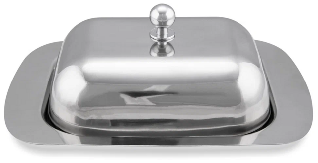 5870 FISSMAN Маслёнка со стальной крышкой 18х12х7см (нерж.сталь)