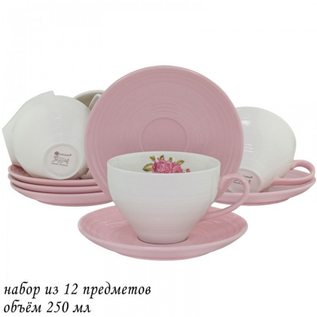 Чайный набор Lenardi, фарфор, 12 предметов, 250 мл, в подарочной упаковке, арт. 109-102