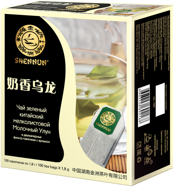 Shennun Чай зелёный китайский Молочный Улун, 1,8г*100шт