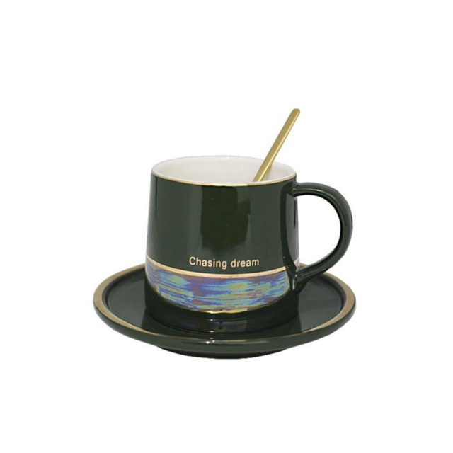 Чашка 300 мл с блюдцем и ложкой Lenardi, фарфор, в подарочной упаковке арт. 106-053