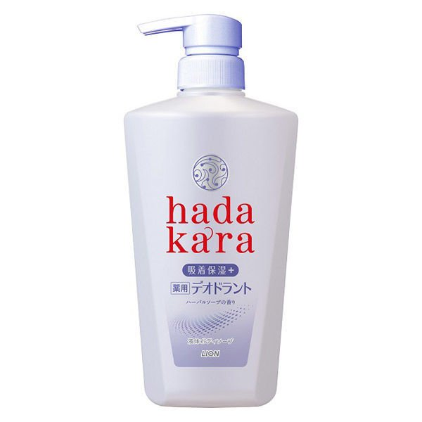 Увлажняющее жидкое мыло для тела "Hadakara" с прохладным травяным ароматом (дезодорирующее, для всех типов кожи) 500 мл, флакон