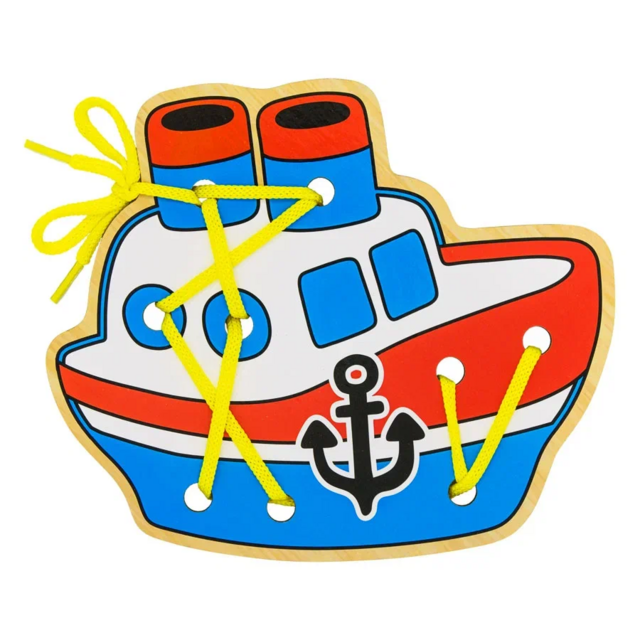 Шнуровка Кораблик, развивающая игрушка для детей, арт. ШН13