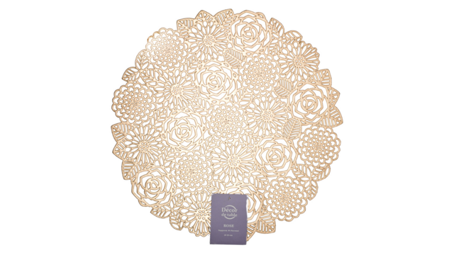 Салфетка подстановочная круглая Decor de table Rose 38 см, золотистая, ПВХ
