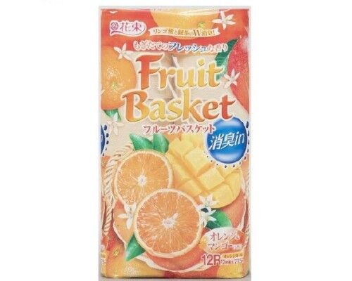 Туалетная бумага Marutomi Fruits Basket двухслойная, c ароматом апельсина и манго, 12 рулонов
