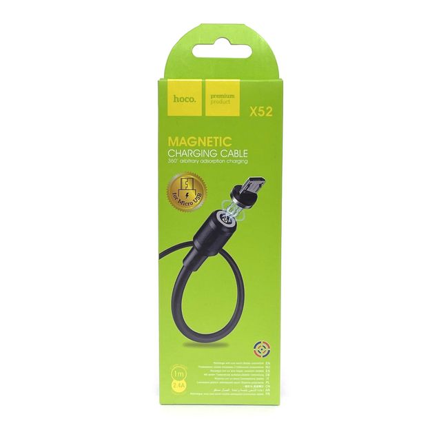 USB кабель HOCO X52 Sereno Magnetic MicroUSB, 1м, магнитный, PVC (черный)