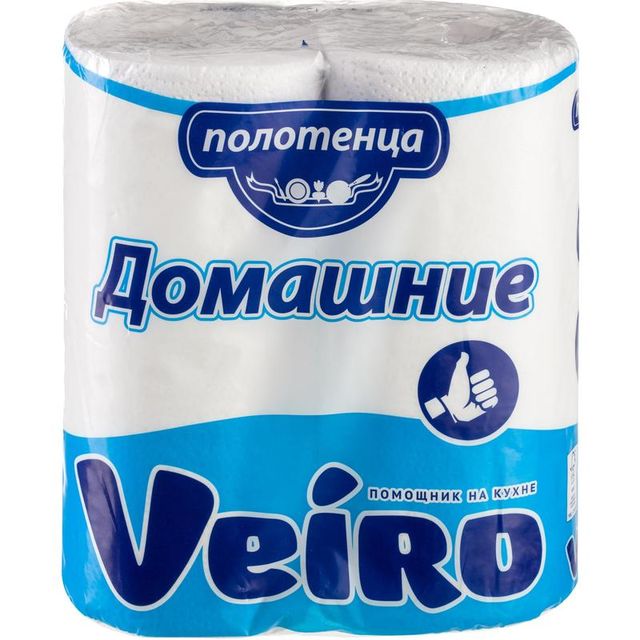 Полотенца бумажные Veiro Домашние 2-слойные, с тиснением, 2 рулона в упаковке