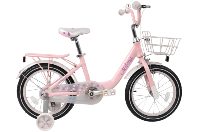 Детский велосипед Milena 16" светло-розовый  (алюмин) корзина