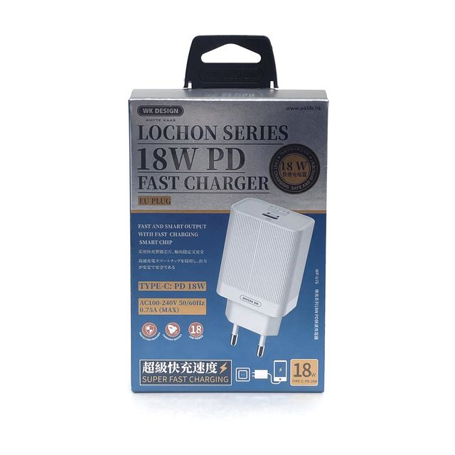 СЗУ с USB-C выходом WK Lochon PD SIngle Charger 18W WP-U76 (белое)