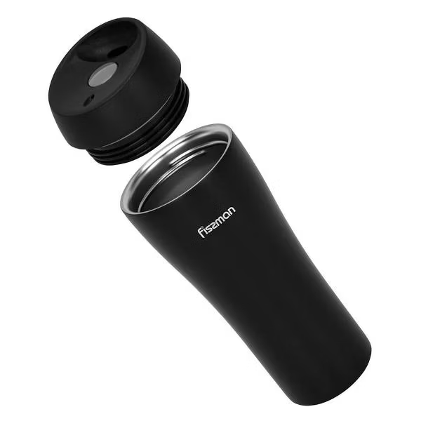 9883 FISSMAN Термокружка 420мл, цвет Черный (нерж.сталь)