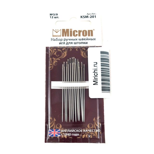 Набор швейных игл для штопки ''Micron'', в блистере, 12 шт.
