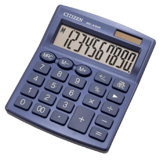 Калькулятор Citizen SDC-810NR-NV настольный компактный, 10-разрядный, двойное питание, синий