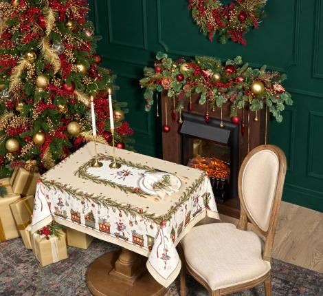 СКАТЕРТЬ "ЩЕЛКУНЧИК" 110Х140СМ ,БЕЖЕВЫЙ ,100% ХЛОПОК,ТВИЛ