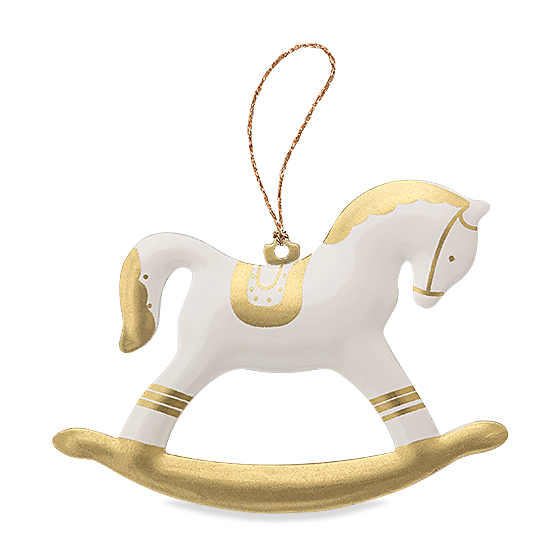 Ёлочная игрушка LUKNO "Лошадка-качалка", золотая