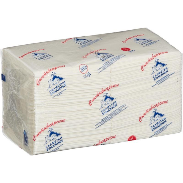 Салфетки бумажные Сыктывкарские 2-слойные, 250 листов 20х20 см, белые