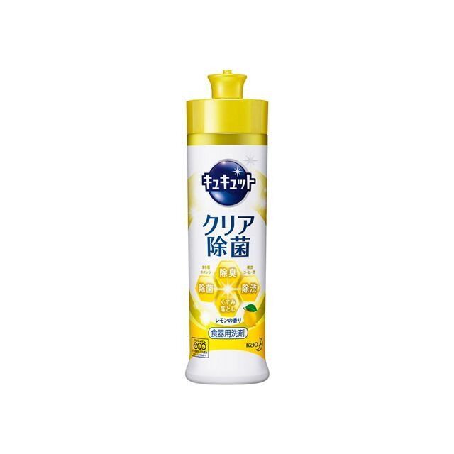 Дезинфицирующее средство для мытья посуды KAO Cucute Clean Bacteria Elimination Lemon, с лимонной кислотой и ароматом лимона, 240 мл