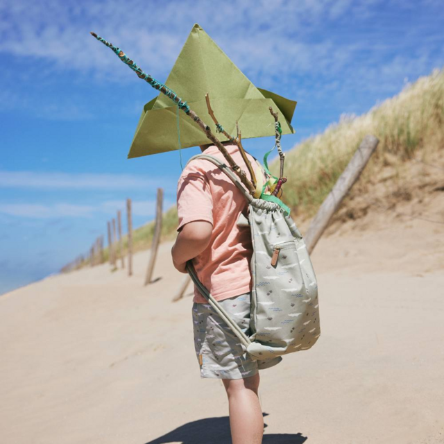 Сумка-рюкзак для бассейна Fresk "Забавный крокодил", дымчато-зеленая