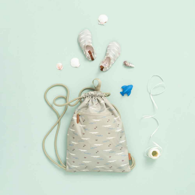 Сумка-рюкзак для бассейна Fresk "Забавный крокодил", дымчато-зеленая