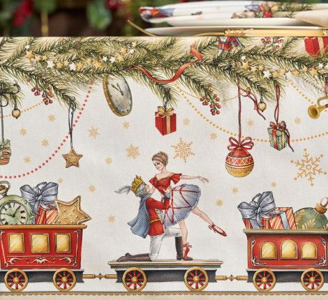 СКАТЕРТЬ "ЩЕЛКУНЧИК" 110Х140СМ ,БЕЖЕВЫЙ ,100% ХЛОПОК,ТВИЛ