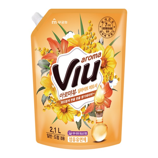 Кондиционер для белья "Aroma Viu Golden Mimosa" с ароматом мимозы и антибактериальным эффектом, 2,1 л, мягкая упаковка с крышкой