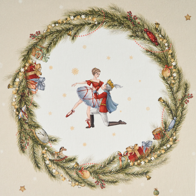 СКАТЕРТЬ КРУГЛАЯ  "ЩЕЛКУНЧИК" ,150СМ , БЕЖЕВЫЙ ,100% ХЛОПОК , ТВИЛ