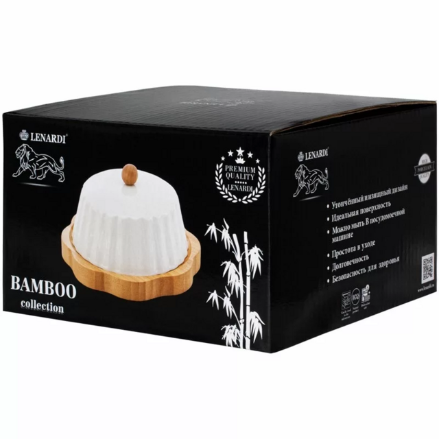 Масленка BAMBOO в подарочной упаковке. Фарфор, бамбук, арт. 140-019