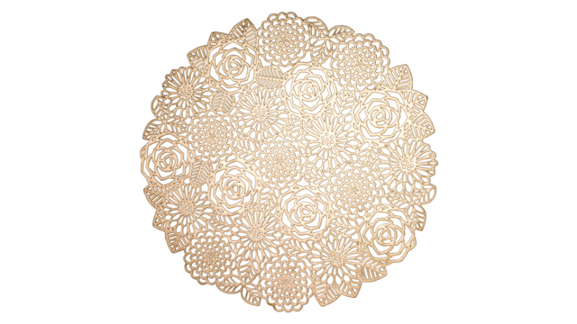Салфетка подстановочная круглая Decor de table Rose 38 см, золотистая, ПВХ