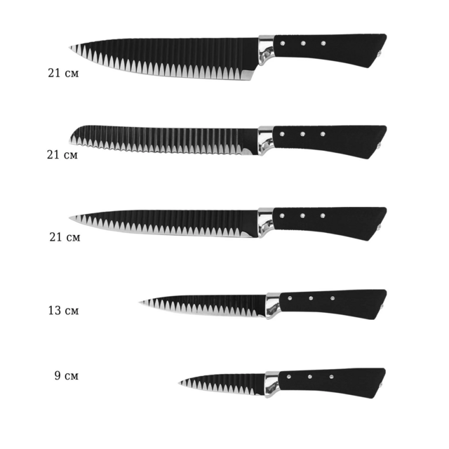 Набор ножей Lenardi, нержавеющая сталь, 6 предметов на подставке, в подарочной упаковке, арт. 196-024