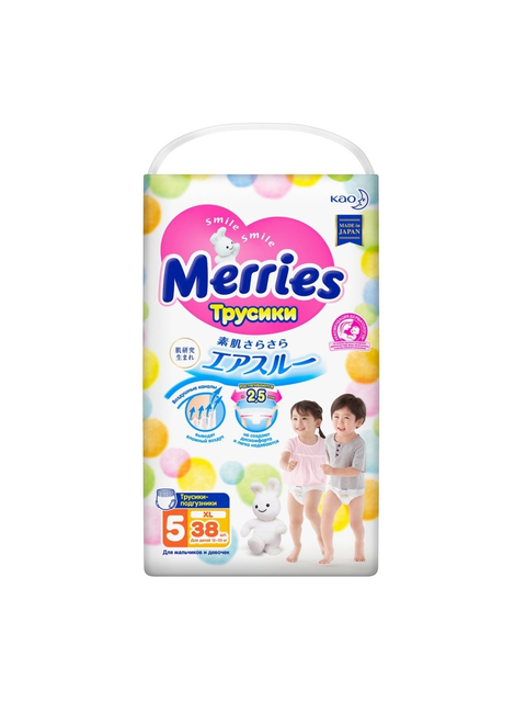MERRIES  Трусики-подгузники для детей размер XL 12-22кг./ 38шт.