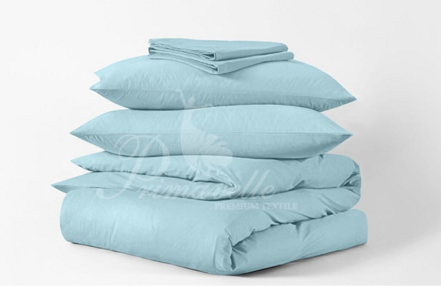 Простыня хлопковая голубая на резинке, размер 140х200