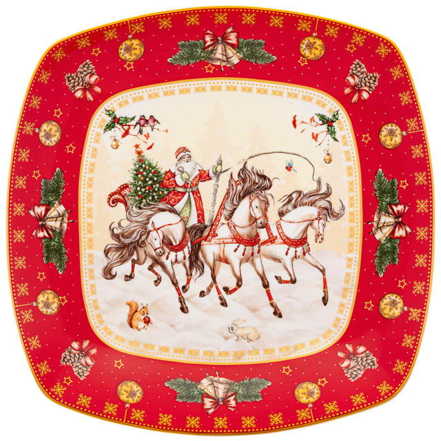 БЛЮДО LEFARD "ТРОЙКА" КВАДРАТНОЕ 25X4,2CM КРАСНОЕ